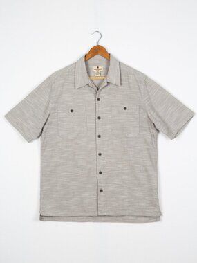 Woolrich Ultra Soft Gray Slub Cotton Button Down Relaxed Fit Shirt M